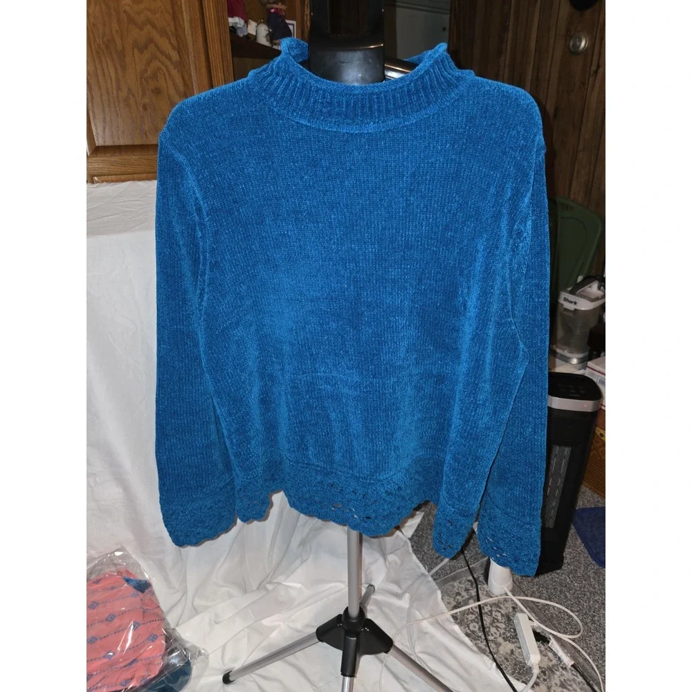 Designer Studio Originals Blue Suede Feel Sweater. Heavy And Warm. Size 2X. ...